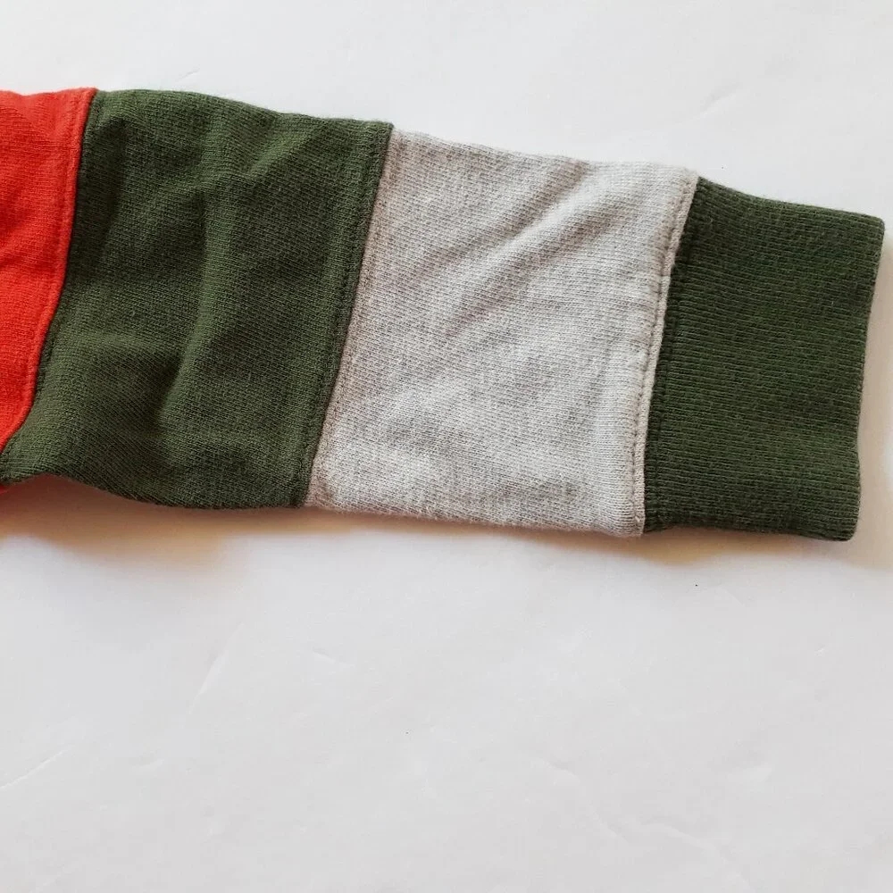 Oshkosh Boys Shirt Polo Green Orange Rugby Long Sleeve Stripe Size 6